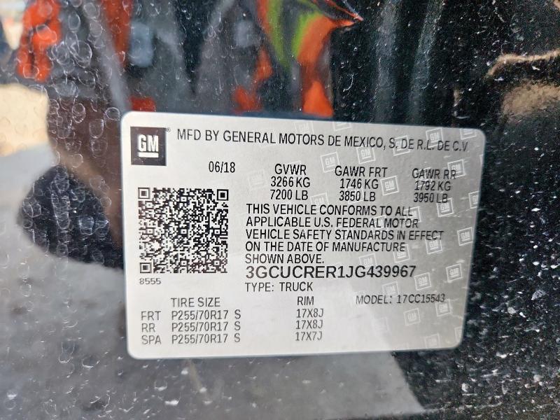 2018 CHEVROLET SILVERADO - 3GCUCRER1JG439967