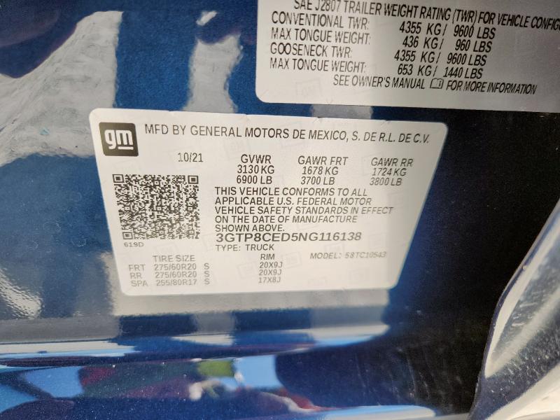 2022 GMC SIERRA LIM - 3GTP8CED5NG116138