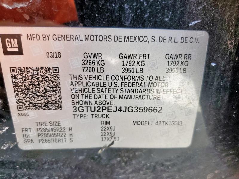 2018 GMC SIERRA K15 3GTU2PEJ4JG359662