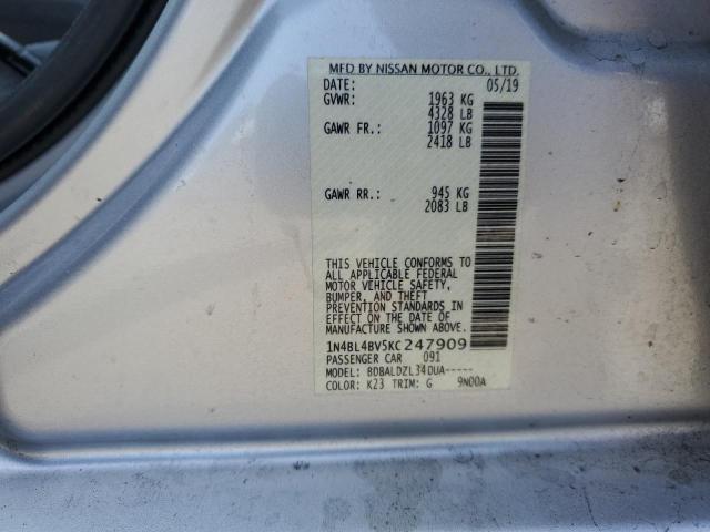 2019 NISSAN ALTIMA S - 1N4BL4BV5KC247909