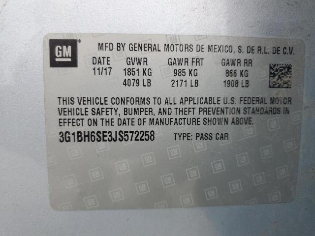 2018 CHEVROLET CRUZE LT 3G1BH6SE3JS572258