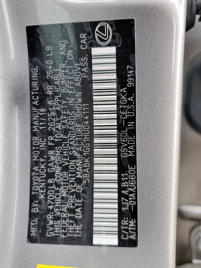 2017 LEXUS ES 350 58ABK1GG1HU044111