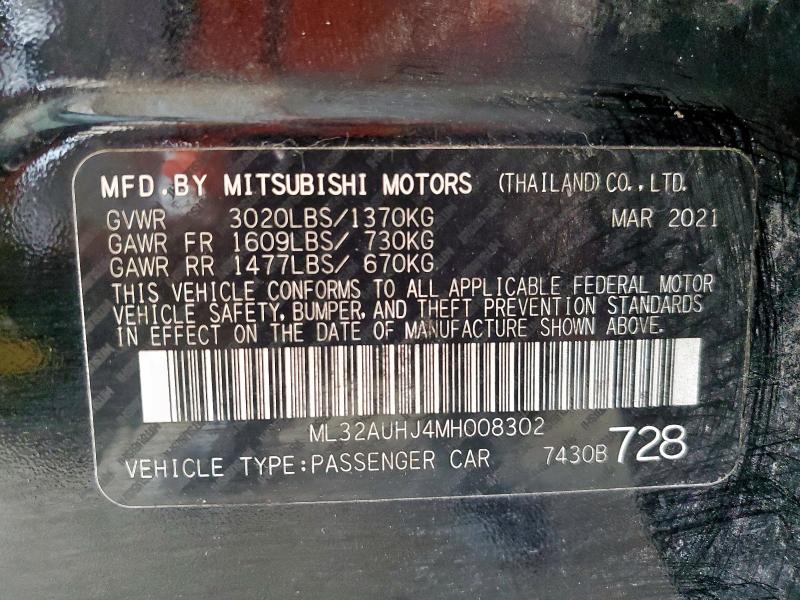 2021 MITSUBISHI MIRAGE ES ML32AUHJ4MH008302