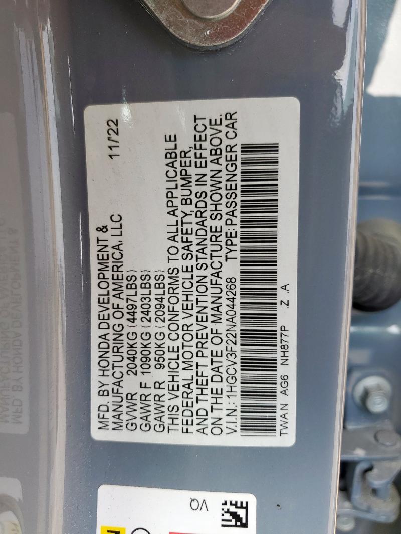 2022 HONDA ACCORD HYB - 1HGCV3F22NA044268