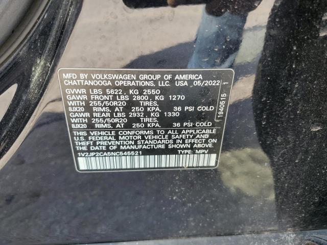 2022 VOLKSWAGEN ATLAS SE - 1V2JP2CA5NC545521