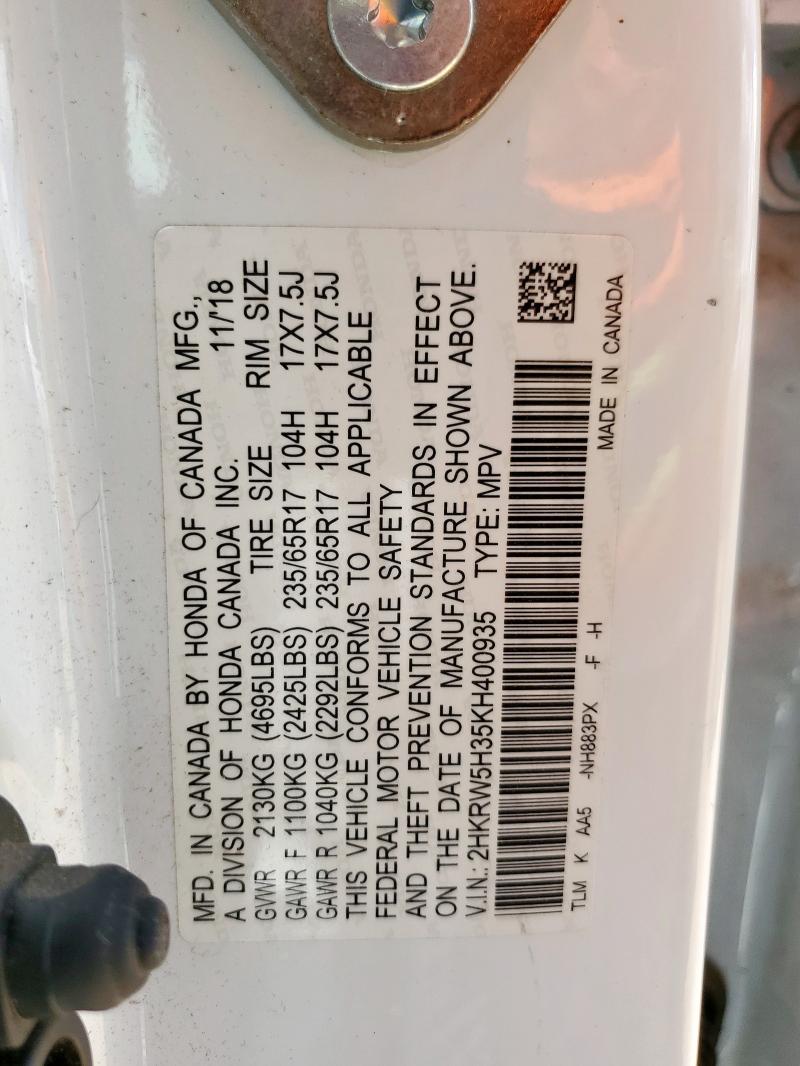 2019 HONDA CR-V LX 2HKRW5H35KH400935