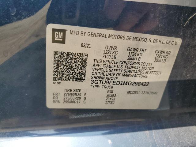 2021 GMC SIERRA K15 - 3GTU9FED1MG298422