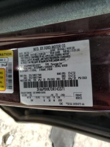 2013 FORD FUSION SE - 3FA6P0HR7DR143371