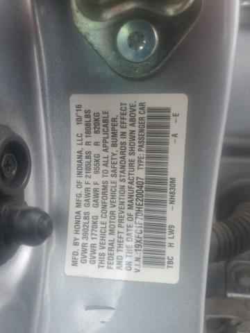 2017 HONDA CIVIC EXL 19XFC1F70HE200407