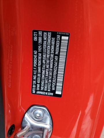 2022 PORSCHE 911 CARRER WP0CB2A98NS244149