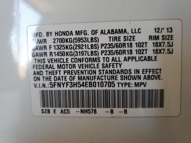 2014 HONDA PILOT EXL - 5FNYF3H54EB010705