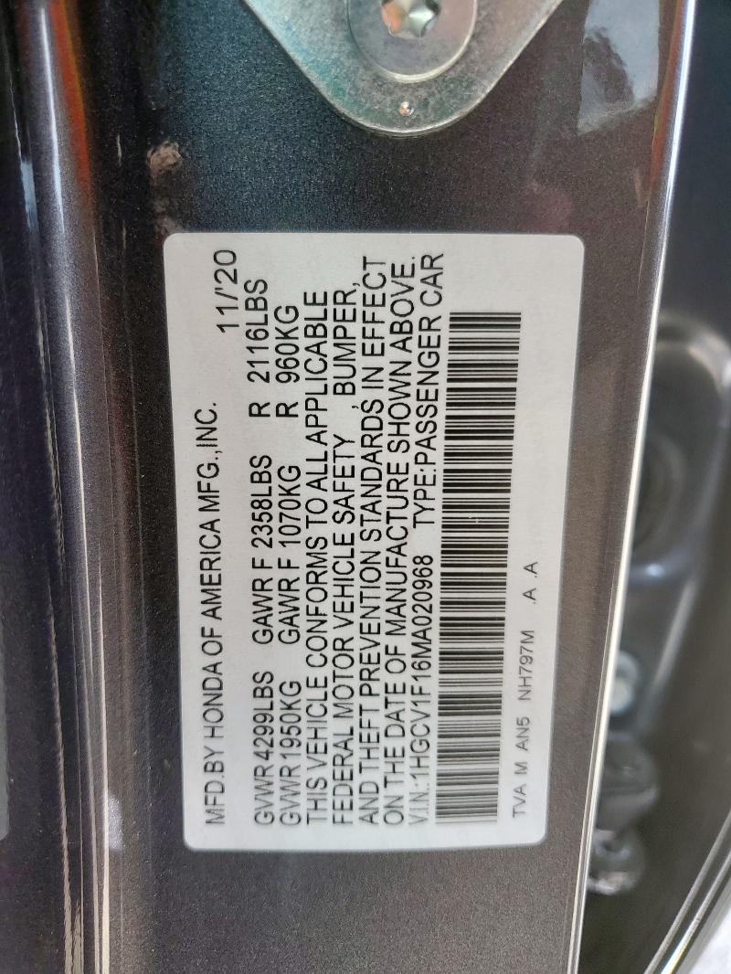 2021 HONDA ACCORD LX - 1HGCV1F16MA020968