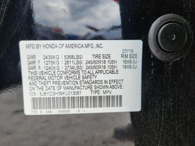 2019 ACURA MDX 5J8YD3H39KL013081
