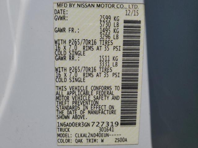 2016 NISSAN FRONTIER S 1N6AD0ER3GN727319