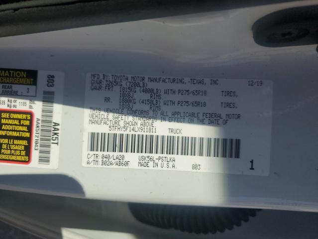 2020 TOYOTA TUNDRA CREWMAX LIMITED 5TFHY5F14LX911811