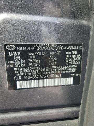 2019 HYUNDAI SANTA FE L 5NMS5CAA7KH014631