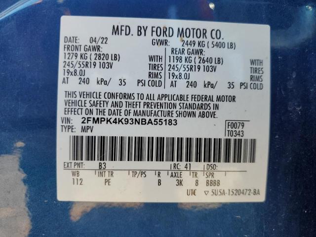2022 FORD EDGE TITAN 2FMPK4K93NBA55183