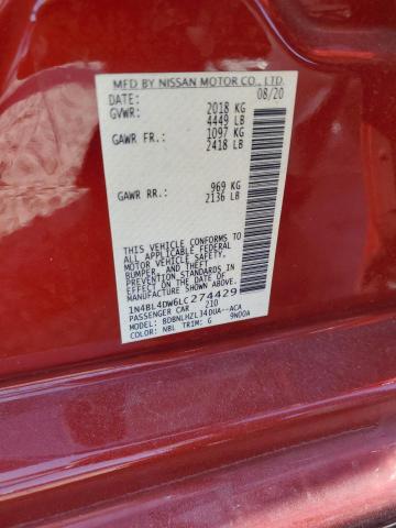2020 NISSAN ALTIMA SV 1N4BL4DW6LC274429