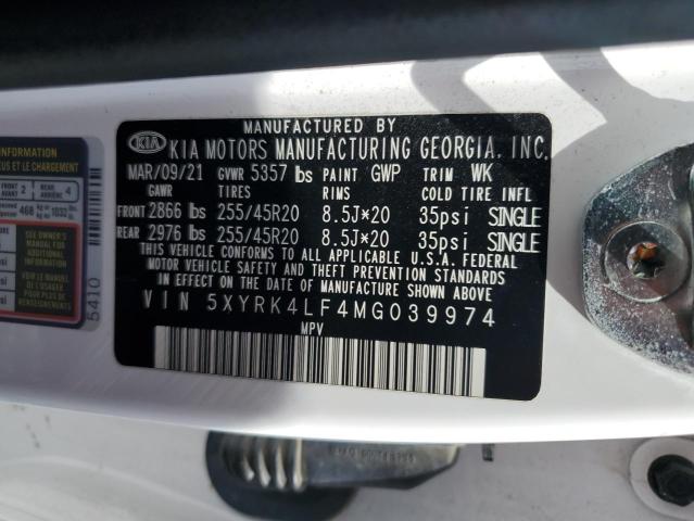 2021 KIA SORENTO SX 5XYRK4LF4MG039974