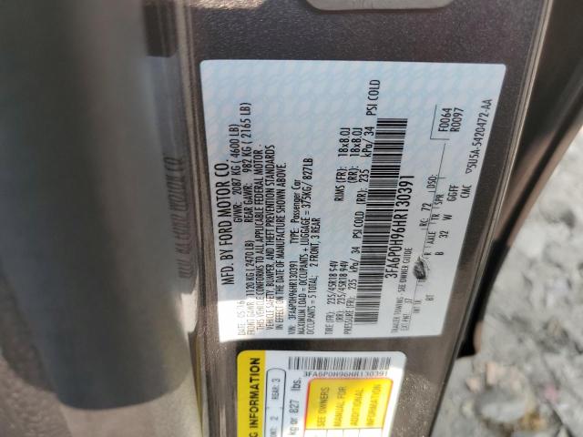 2017 FORD FUSION SE - 3FA6P0H96HR130391