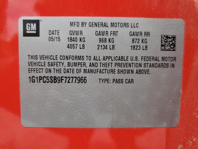 2015 CHEVROLET CRUZE LT 1G1PC5SB9F7277966