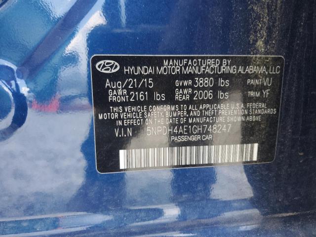 2016 HYUNDAI ELANTRA SE 5NPDH4AE1GH748247
