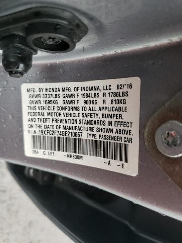 2016 HONDA CIVIC EX - 19XFC2F74GE210667