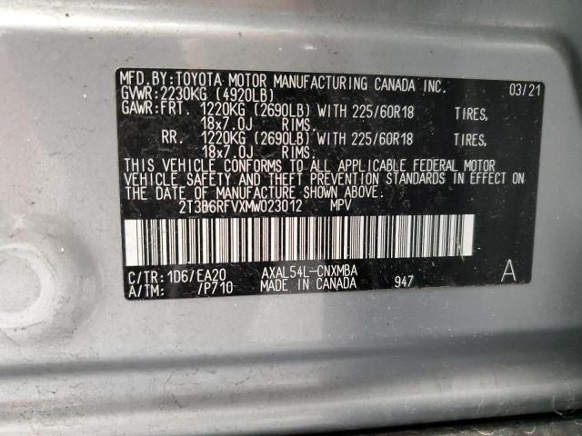2021 TOYOTA RAV4 XLE P 2T3B6RFVXMW023012