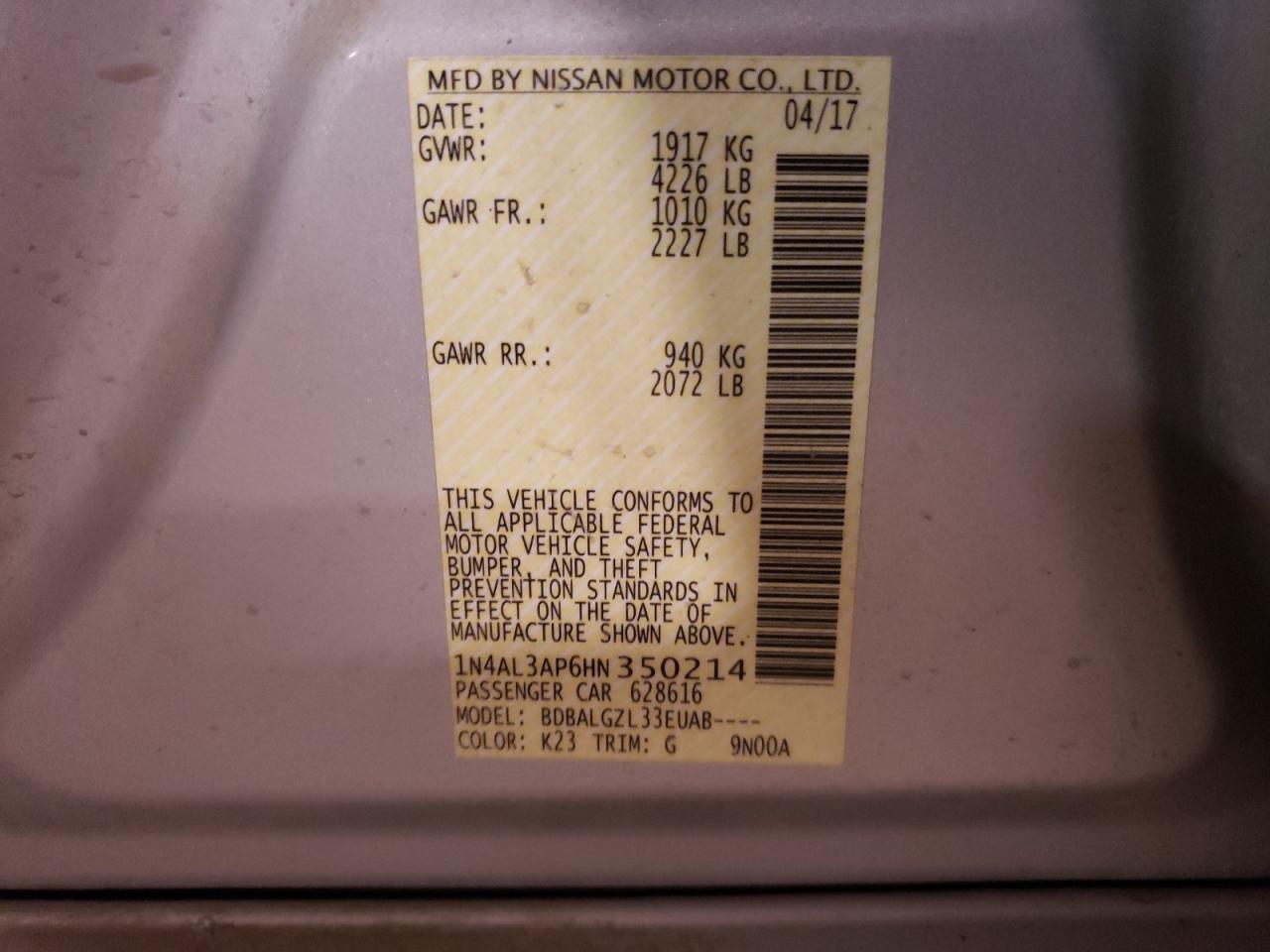 Nissan Altima 2.5 2017