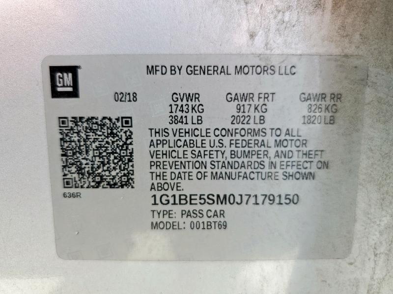 2018 CHEVROLET CRUZE LT - 1G1BE5SM0J7179150