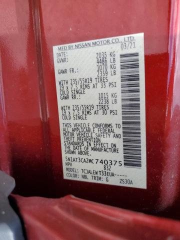 2021 NISSAN ROGUE SL 5N1AT3CA2MC740375