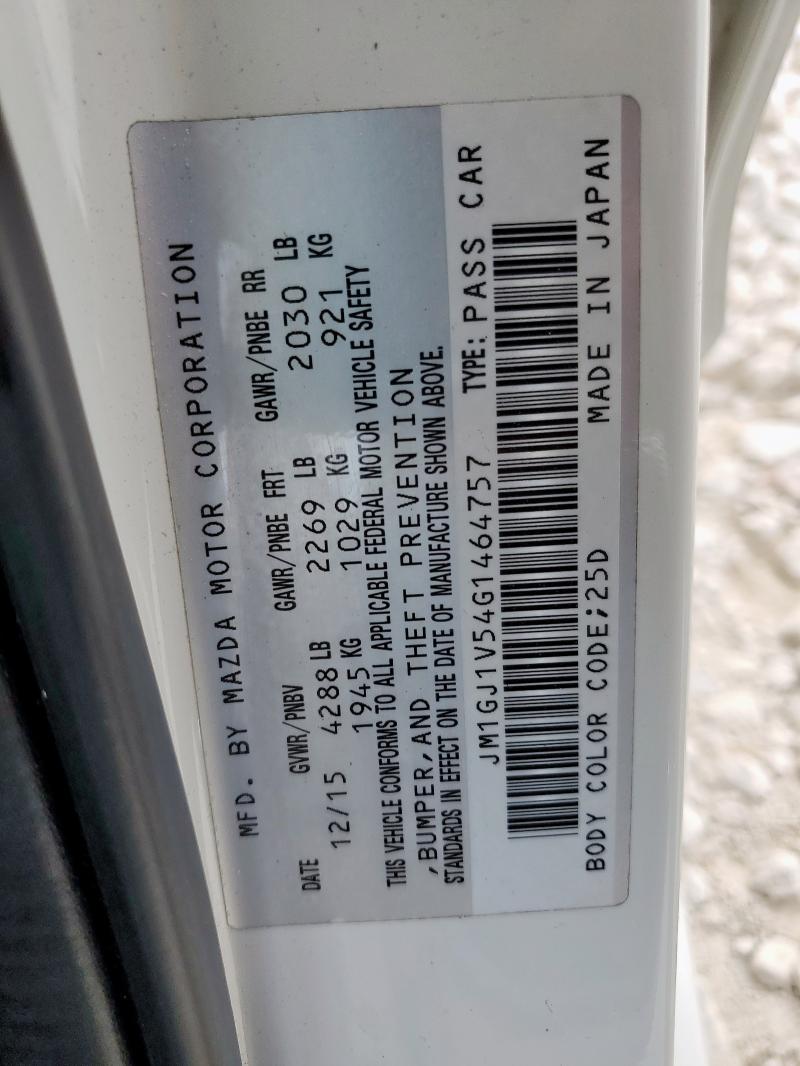 2016 MAZDA 6 TOURING JM1GJ1V54G1464757