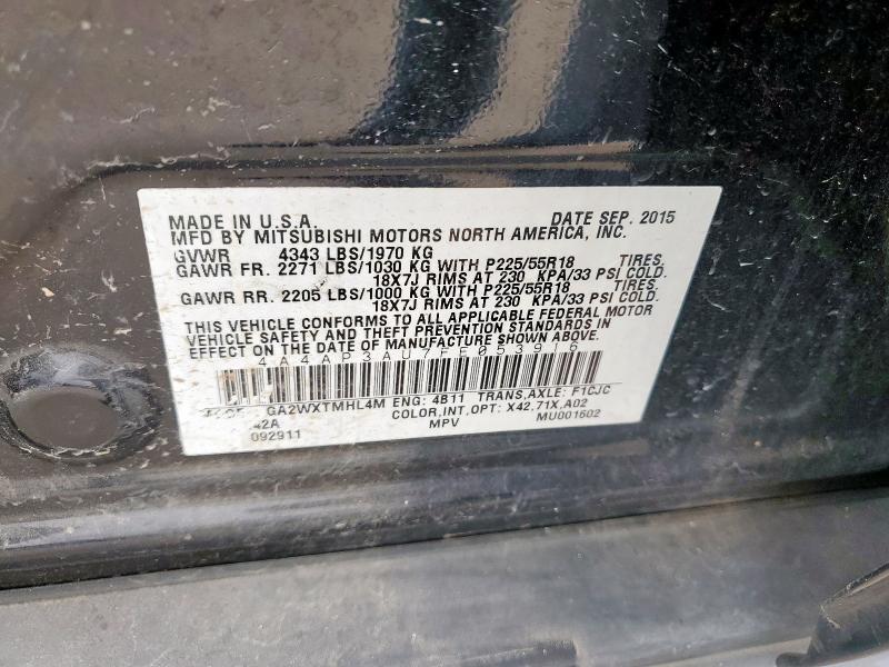 2015 MITSUBISHI OUTLANDER - 4A4AP3AU7FE053916