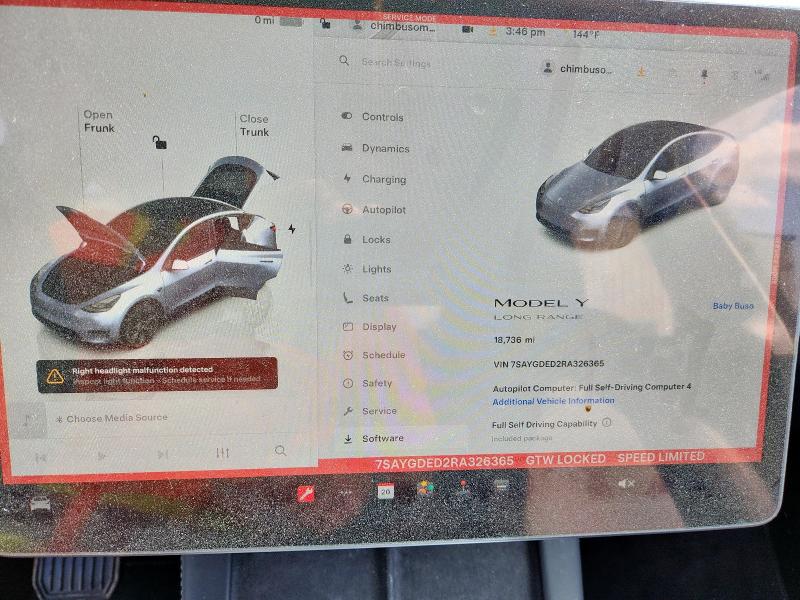 2024 TESLA MODEL Y 7SAYGDED2RA326365