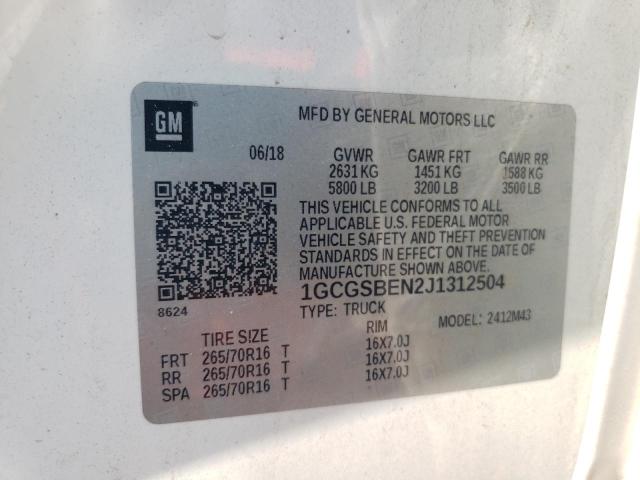 2018 CHEVROLET COLORADO - 1GCGSBEN2J1312504