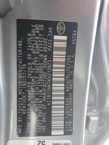 2019 TOYOTA CAMRY L 4T1B11HK7KU213973