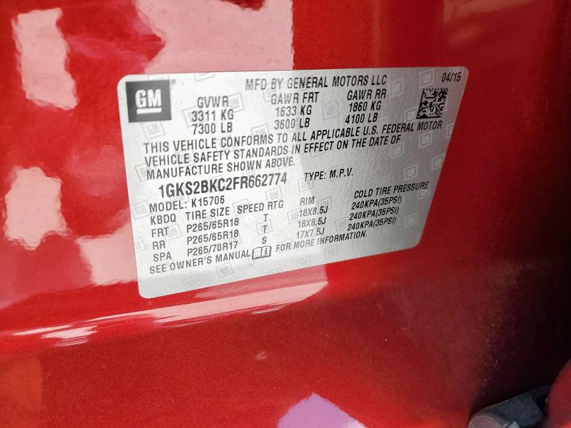 2015 GMC YUKON SLT 1GKS2BKC2FR662774