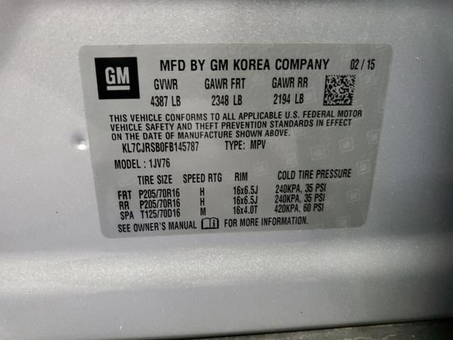 2015 CHEVROLET TRAX 1LT - KL7CJRSB0FB145787
