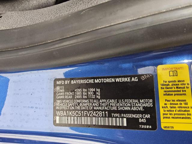2015 BMW 228 I WBA1K5C51FV242811