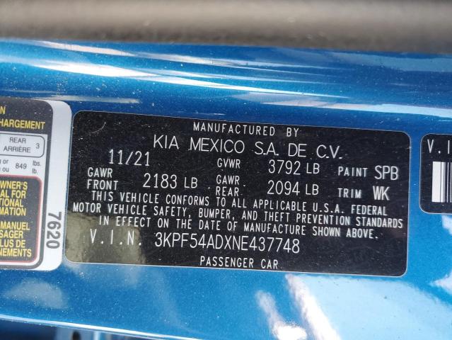 2022 KIA FORTE GT L 3KPF54ADXNE437748