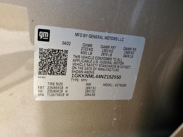 2022 GMC ACADIA SLT 1GKKNML44NZ152550