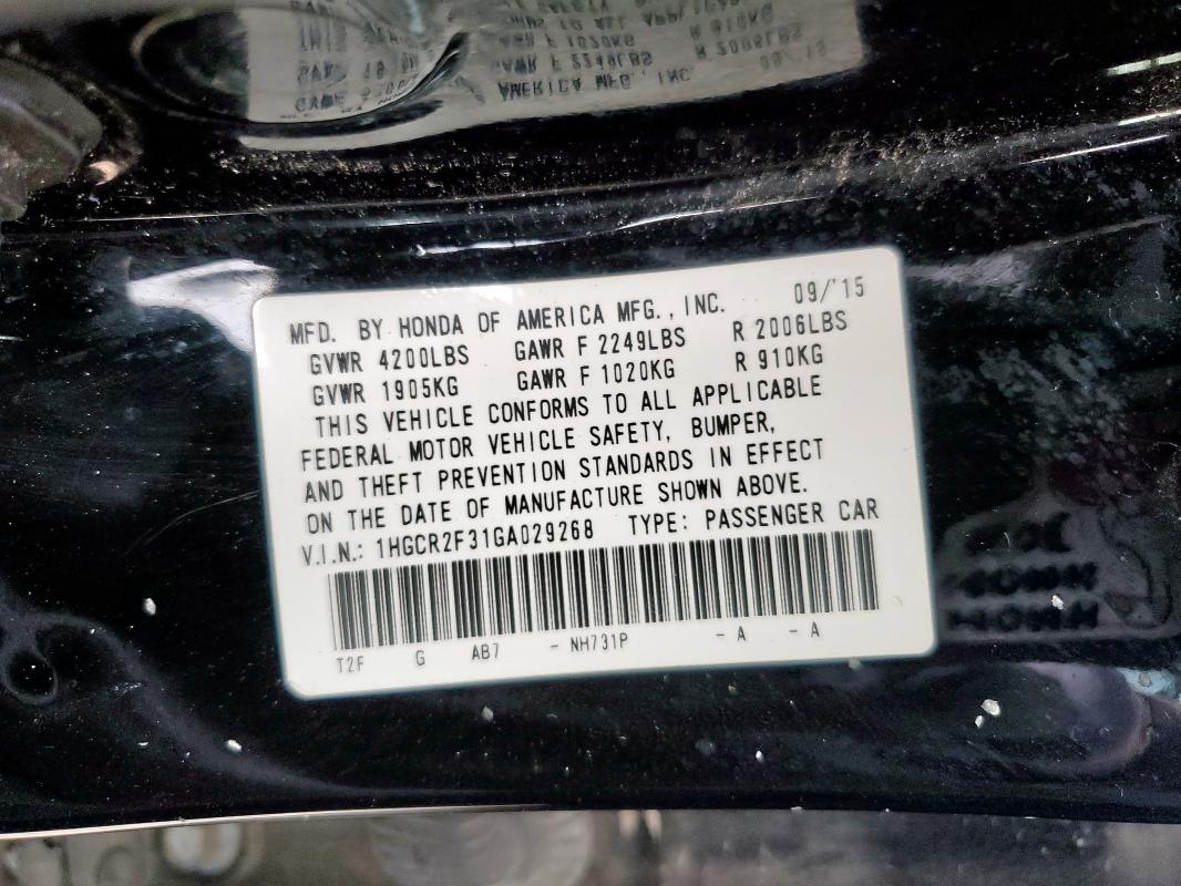 2016 HONDA ACCORD LX 1HGCR2F31GA029268