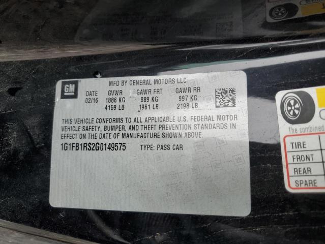 2016 CHEVROLET CAMARO LT 1G1FB1RS2G0149575