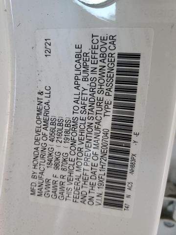 2022 HONDA CIVIC EXL - 19XFL1H72NE007040