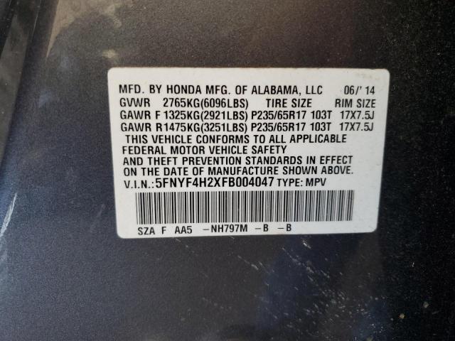 2015 HONDA PILOT LX 5FNYF4H2XFB004047