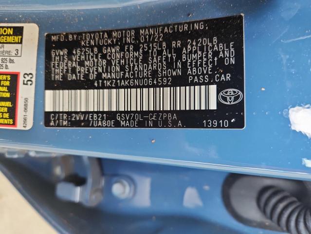 2022 TOYOTA CAMRY TRD 4T1KZ1AK6NU064592