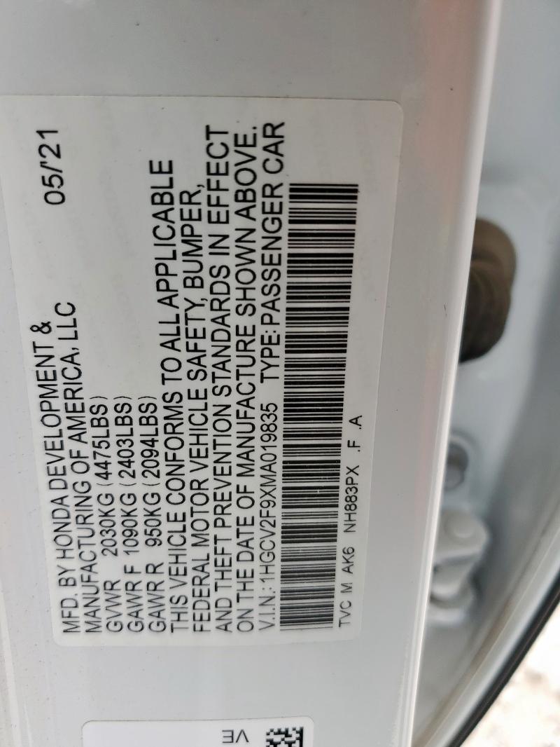2021 HONDA ACCORD TOU 1HGCV2F9XMA019835