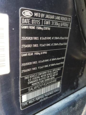 2016 LAND ROVER RANGE ROVE SALWR2VF4GA545446
