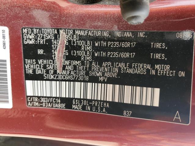 2017 TOYOTA SIENNA LE 5TDKZ3DC6HS773018