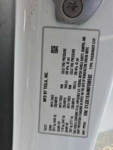 2021 TESLA MODEL 3 5YJ3E1EA4MF098592